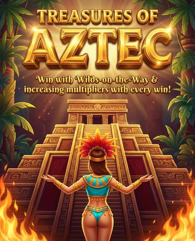 Treasures of Aztec slot game with wilds-on-the-way and increasing multipliers.