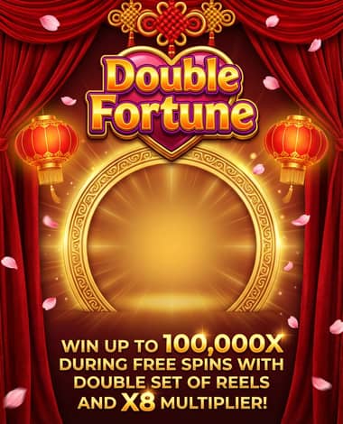 Double Fortune slot game with free spins, double set of reels, and X8 multiplier.